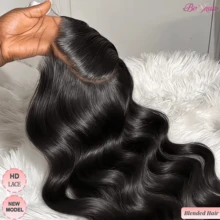 13x4 13x6 高清蕾丝前假发，真人混纺发丝，26英寸自然黑色水波纹真人前额假发，200密度，12A级，5x5无胶假发，蕾丝前假发，预先拔毛，女士无胶前额假发 - 自然色&黑色系 - 查看 2