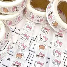 SANRIO 500张/卷 粉色小猫贴纸 - 大包装，可爱，适合DIY日记装饰和封口贴纸 - 彩色 - 查看 2