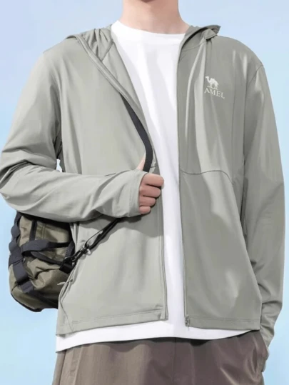 CAMEL CROWN Men's Sunscreen Clothing Summer Anti-Ultraviolet Cardigan Jacket Quick Dry Ice Silk Cool Feeling Leather Clothing Clothes