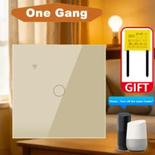 1 个符合欧盟标准的智能触摸开关，带/不带零线，DS-101JL WiFi 和蓝牙墙壁开关，CE 认证，1/2/3/4 位，白色/黑色，400W，超薄钢化玻璃面板，高光泽表面，兼容 Alexa、Yandex、Alice、Tuya 等语音助手，可通过 APP 远程语音控制定时器，适用于家庭和酒店。 - 彩色 - 查看 14