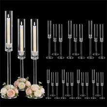 24Pcs Clear Candelabra Candle Holder,Acrylic Taper Candle Tall Candlestick Holder With Cylinder Shade For Wedding Dinner Party Graduation Christmas Event Home Table Decorations,No Candles Included - 燭台透明 - 查看 1
