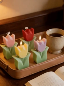 1支郁金香造型香薰蜡烛，郁金香造型香薰蜡烛，花朵造型，石蜡大豆蜡材质，适合家庭卧室、生日、婚礼、春季复活节派对等场合，也是馈赠亲友的理想之选。适合各种场合：圣诞节、生日、母亲节、父亲节、周年纪念日、感恩节、情人节等。 - A - 查看 4