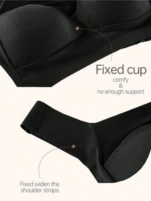 2件装女士性感无钢圈无缝文胸，女士露背无缝内衣，可拆卸衬垫上衣，可外穿 - 黑色 - 查看 8