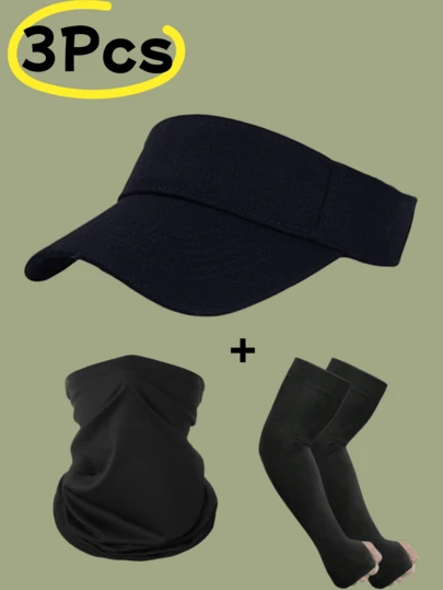 1/3pcs Summer New Sun Protection Set, Suitable For Men And Women, Couples Sunshade Gear, Ideal For Outdoor Activities, Hiking And Summer Use