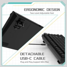 AJAZZ AK820 75% 布局有线机械游戏键盘，带音量旋钮、朝南 LED 背光、PBT 键帽、纯色背光热插拔机械键盘、符合人体工程学设计、可拆卸 USB-C 连接线、附赠拔键器 - 双手均可使用；AK820 - 查看 5