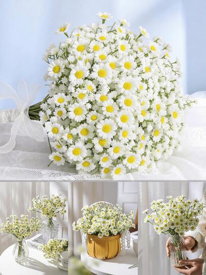 12 bó hoa cúc giả, 120 bông hoa giả chất lượng cao, thân bằng lụa cao cấp, thích hợp để trang trí nhà cửa, làm vật trang trí bàn tiệc cưới, trang trí tiệc tùng, cắm hoa trang trí bàn tiệc mùa xuân lễ Phục sinh, trang trí nội thất tối giản, trưng bày hoa kiểu nhà nông thôn, bó hoa giả mùa xuân, đạo cụ chụp ảnh, đồ thủ công hoa DIY, trang trí hoa cúc sống động như thật trong nhà và ngoài trời.