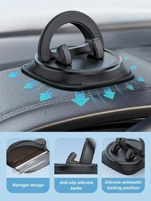 360° Rotating Car Dashboard Phone Holder - Non-Slip Silicone Base With Safety Fixation Bracket Suitable For GPS Navigation - Adjustable Universal Phone Holder Applicable To Dashboard And Center Console, Fits All Smartphones - Instrument Panel Bracket - View 6