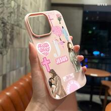 Funda para teléfono: Funda de TPU con diseño de corazón sagrado rosa, con una textura similar a la gelatina que es súper elástica, proporcionando una sensación fresca al usarla, adecuada para los modelos  16 Pro Max, 16, 15 Pro, 14 Plus, 13, 12 Pro. Halloween - Rosa - Ver 2