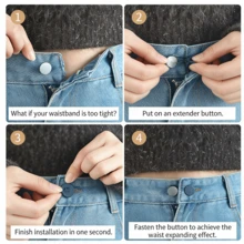 6/12pcs No-Sew Denim Pants Waist Extender, Plastic Elastic Waistband Adjustable Buckle For Pants & Skirts - Waist Buckle - View 4