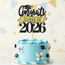 1pc "Congratulations To The Class Of 2025" Cake Topper, Graduation Cake Decoration, Congratulations Graduation Party Decor - Multicolor - View 1