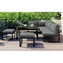 Garden Lounge Chair Set, Combination Of Aluminium Chairs, For Garden Balcony, With Reclining Function, Four-Way Adjustable Backrest, Including Soft Seat And Back Cushions, Grey (Preview SKU: Hw00002aaa) - Grey - View 1