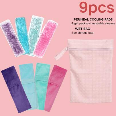 4pcs Perineal Cooling Pads With 4pcs Covers And 1pc Big Moisture-Proof Storage Bag-Gel Bead Ice Pack With Soft Cover For Postparturm, Hot & Cold Compress Pack For Women After Pregnancy And Delivery,4 Ice Packs With 4 Covers, Postpartum Recovery Kit, Comfortable Fit, Durable Plastic Material,Ideal Postpartum Gift For Christmas/Halloween,Gift For Maternity