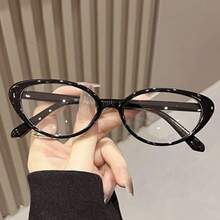4 pezzi Montature per occhiali in plastica di design alla moda a forma di occhio di gatto, occhiali trasparenti adatti per uso all'aperto, feste, lettura, fotografia di strada, decorazione - Trasparente - Visualizzare 4