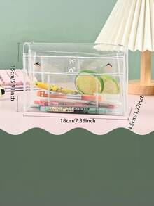 四层PVC透明化妆包，旅行洗漱包，多功能学生铅笔盒 - 多色 - 查看 4