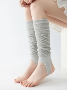 1 Pair Thin Foot Cover Leg Warmers, Korean Hollow Design Leg Warmers, Women's Mid-Calf Leg Warmers, Spring/Summer Slouch Leg Warmers, Suitable For Outdoor Hiking, Cycling, Fitness, Yoga, Solid Color Foot Cover Leg Warmers Versatile For Daily Wear - Multicolor - View 3