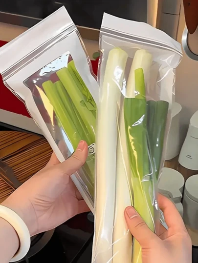 50pcs Reusable Food Storage Bags - Extra Thick Freezer Bags Leak-Proof Plastic Bags, Clear Transparent Ziplock Bags For Travel, Resealable Packaging, Food Preservation