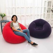 Inflatable Lounge Chair 2 in 1 with Inner and Outer Airbags, Sillón Inflable Individual Doble Capa de Aire, Portable Blow Up Armchair with Foot Pump, Rojo y Azul, para Sala Estar Descanso Oficina Camping Hogar - Azul Marino - Ver 5