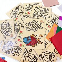 1/10/50pcs Kids Magic Shiny Sticker Art, Kindergarten DIY Craft Sticker Painting, Colorful Sticker, Back To School Classroom Gift Toy (Includes Shiny Paper + Random Pattern + No Bamboo Stick) - Multicolor - View 4