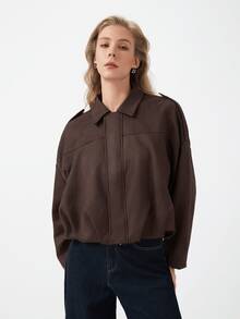 HZXVIC Women's Casual Comfortable Suede Fleece Jacket, New Autumn Collection - Coffee Brown - View 6