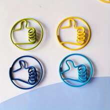 10pcs Office "Thumbs Up" Gesture Paper Clips, Random Colors, Fun Data Clips, Student Exam Paper Clips, Thumb-Shaped Hair Clips - Give a Thumbs Up - View 3