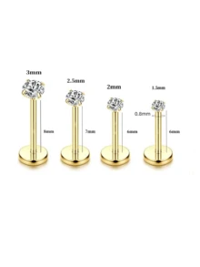 18G/20G 14K镀金平底鼻钉，无螺纹，女士鼻环，低过敏性医用不锈钢，鼻部穿刺饰品 - 如圖 - 查看 13