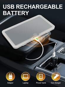 Ultra-Thin LED Car Vanity Mirror - Touch Adjust Brightness, USB Charging Sun Visor Clip Mirror, Portable HD Makeup Light For In-Car Makeup And Touchups, Natural Light, Adjustable And Shock-Resistant, Suitable For Commuting, Travel, Business, Graduation, Back To School, Holidays, Creative Gift For Mom, Dad And Friends - Multicolor - View 3