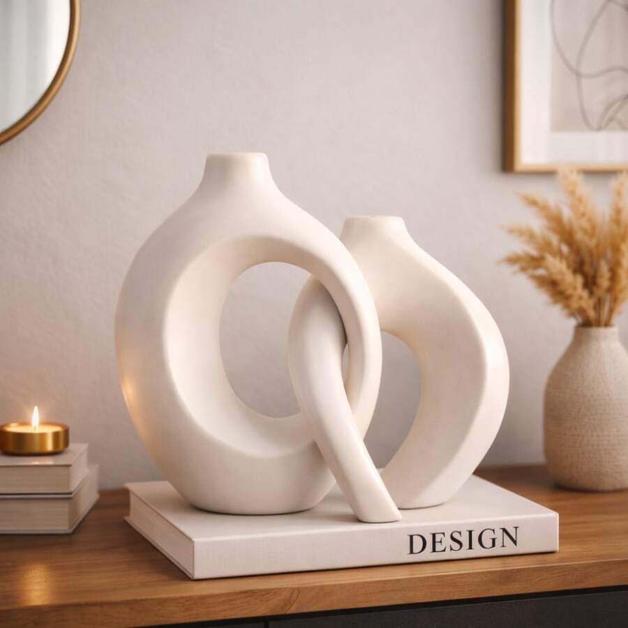 Monaco Ceramic Vase Pair - 香檳色 - 查看 1