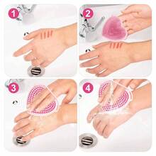 1 Set Of Double-Sided Silicone Manual Cleansing Brush, 1 Double-Sided Silicone Cleansing Brush, Heart-Shaped Manual Scrub Brush For Deep Cleaning And Gentle Exfoliation, Massage Scrub Brush, Daily Pink Manual Cleansing Brush - Pink - View 4