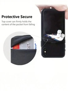 1pc Solid Color Sticky Card Holder Pouch, With Fixed Sticky Card Slot That Can Be Attached To Phone Case Back, Suitable For Various Phone Models, Can Be Stuck On Personal Items To Hold Cards, Phone Sticky Card Holder, Credit Card/ID Card Holder (Dual Security) With Self-Adhesive Back, Applicable For IPhone, Android And All Smartphones - One Size Fits All - View 7