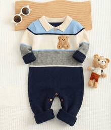 Nika Baby Baby Boy Jumpsuit By Charme Jorge - Azul Marino - Ver 4