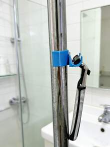 Suporte para Barra de Chuveiro Antiderrapante para Lâmina, Projetado em PLA para Instalação Sem Furos, Removível e Fácil de Instalar e Desmontar, Adequado para Barras com Diâmetro de 23-25 mm, Portátil para Viagens e Fácil de Armazenar - A - Visão 7