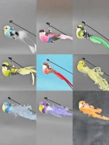 4pcs/Set Strong Suction Cup Base Cat Teaser Wand, Hands-Free Long Stick Cat Interactive Toy With Bell & Replaceable Feather Bird, Kitten Self-Play Hunting Training Pet Supplies - View 10