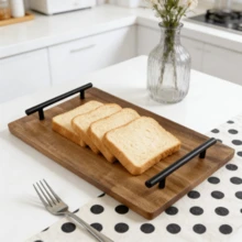 木质托盘、平底寿司托盘、长方形茶盘、小型茶盘、带把手茶具和小吃托盘 - 查看 3