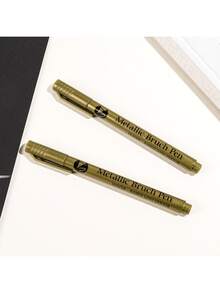 15pcs Gold + Silver Metallic Paint Pens, Suitable For Any Material, DIY Hand Painting, Black Card Painting, Graffiti, Craft, Journal Writing - Metallic Acrylic Pens - View 2