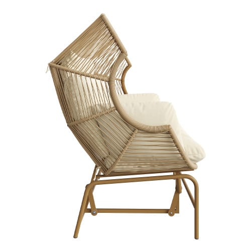 Double Garden Rocking Chair, Patio Hanging Chair, Outdoor Swing Egg Chair, Rocking Chair, Garden Swing, Balcony Swing, Wooden - Khaki - View 6