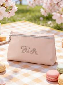 Dior 大容量粉色仿皮水钻Logo旅行化妆包 - 粉色 - 查看 1