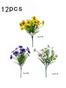 3/6支装，36厘米/14.17英寸人造三色紫罗兰花，适用于户外装饰、花园、走廊、阳台、婚礼、家居装饰、客厅、卧室、桌面、墙面、花瓶填充、生日、毕业典礼、春夏装饰。 - 三色 - 查看 12