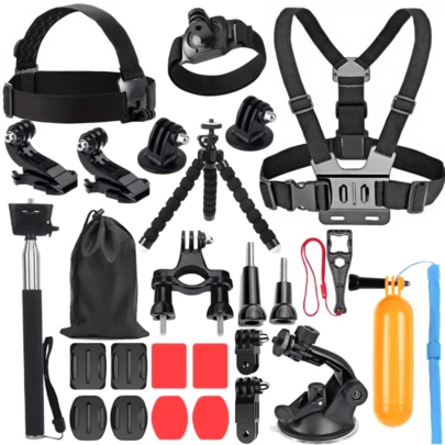 7/26/34pcs Outdoor Sports Action Camera Accessories Kit For Hero 13 12 11 10 9 8 7 6 5 Acepro OSMO ACTION 6/5pro/4/3 AKASO EK7000/ EK7000 Pro/Brave 4/ Brave 7 LE/ V50X/ V50 Pro/ V50 Elitein Swimming Any Other Outdoor Sports