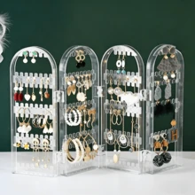 Caixa de cosméticos de plástico (1 unidade), caixa organizadora de cosméticos para mesa, organizador de cosméticos, suporte para joias, grande capacidade, adequada para quarto e closet. - A - Ver 1