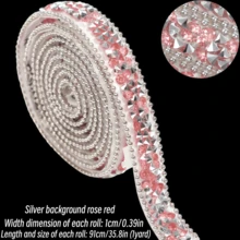 1 Rollo de Cinta de Cristal de Resina, Cinta de Cristal Autoadhesiva, Cinta de Cristal, Cinta de Cristal de Resina Brillante, Adecuada para Manualidades DIY, Zapatos, Bolsos, Decoraciones de Ropa, Navidad - Multicolor - Ver 21