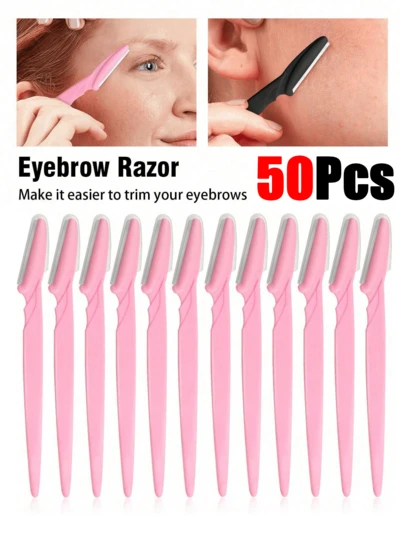 Bộ 120 món dao cạo và tỉa lông mày nhiều màu sắc, dụng cụ tỉa và cạo lông mày an toàn, dụng cụ loại bỏ tế bào chết, thiết bị triệt lông và bộ dao cạo mặt/lông mày với lưỡi dao an toàn cán dài, thích hợp cho phụ nữ hoặc khi đi du lịch.