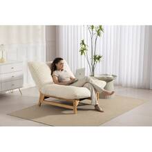 Adult Pouf Chair, Armless Armchair, With Backrest, Simple Seat, Suitable For Living Room And Bedroom, Made Of Drawstring Fabric, Can Be Used By One Person. - White - View 8
