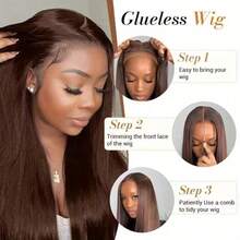 Chocolate Brown 5x5 4X4 Pre Cut Glueless Bone Straight Lace Front Wigs Brazilian Human Blended Hair 13x4 13*6 HD Transparent Lace Front For Women 5x5 4x4 Wear And Go Glueless Brazilian Virgin Hair Lace Closure Wig 200% Density Pre Plucked With Baby Hair Hairline Suitable To Wear - S4 - View 6