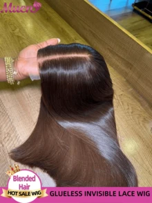 Chocolate Brown 5x5 4X4 Pre Cut Glueless Bone Straight Lace Front Wigs Brazilian Human Blended Hair 13x4 13*6 HD Transparent Lace Front For Women 5x5 4x4 Wear And Go Glueless Brazilian Virgin Hair Lace Closure Wig 200% Density Pre Plucked With Baby Hair Hairline Suitable To Wear - S4 - View 2