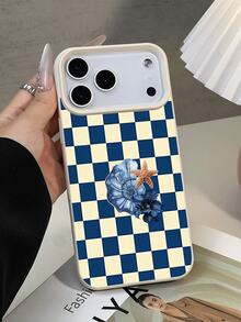 格纹图案1件装蓝色格纹贝壳图案防水防震防滑软手机壳，适合作为生日、节日礼物送给朋友、家人、情侣，兼容苹果手机 - 彩色 - 查看 5