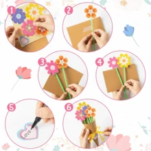 DIY纸花束工艺套装：可制作4朵色彩鲜艳的纸花，非常适合母亲节、妇女节和春季礼物，包含预裁好的纸张、花茎和装饰品，适合儿童活动。 - DIY05 - 查看 4