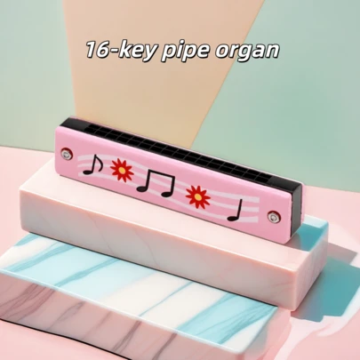 1pc 16-Hole Harmonica, Double-Sided Wooden Harmonica, Suitable For Beginners, Ideal For Beginners, Adults, And Professionals. Great As Eid Al-Fitr Gift, Children's Gift, Birthday Gift, Children's Musical Instrument