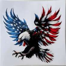 爱国雄鹰，带有美国国旗翅膀，汽车贴纸，刮刮贴纸，摩托车反光贴纸，礼品，笔记本，卡车，电脑，马克杯，趣味贴纸和不倒翁贴纸 - A - 查看 6