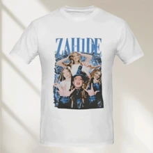 T-shirt unisex con grafica retrò Zahide - 100% cotone, stampa geometrica audace, vestibilità comoda con maniche corte e scollo rotondo per uomo e donna, abbigliamento estivo resistente, abbigliamento comodo, calore - Bianco - Visualizzare 1