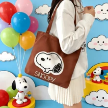 SNOOPY 1个复古棕色帆布单肩包，时尚休闲轻便便携，适合返校、日常通勤和购物，是完美的礼物之选。 - 彩色 - 查看 3